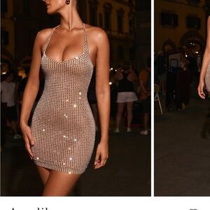 Oh Polly Gold Sequin Bodycon Mini Dress
